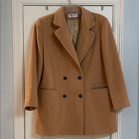 Jg Hook Jackets & Blazers - J.G. Hook Women's Tan Pea Coat 100% Wool